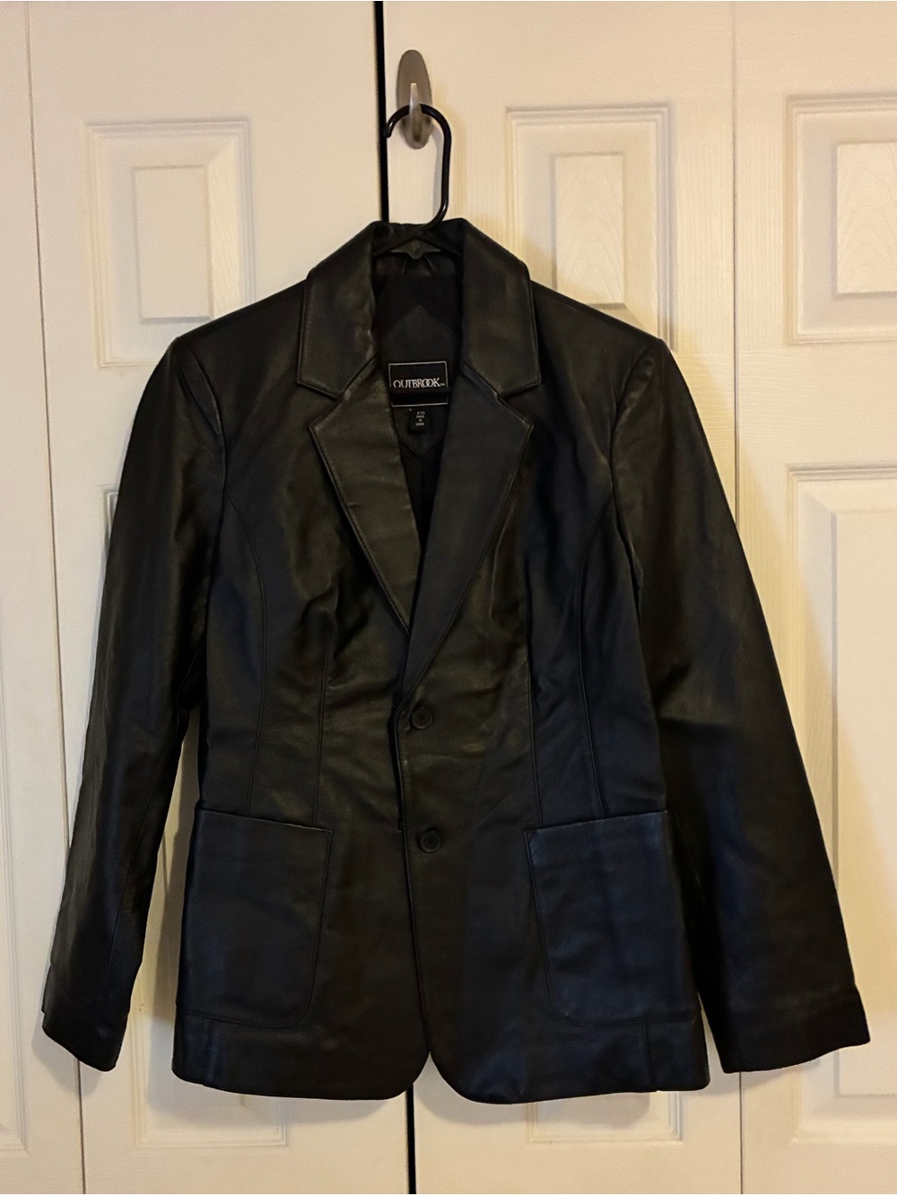 Women's Black Leather Blazer Jacket